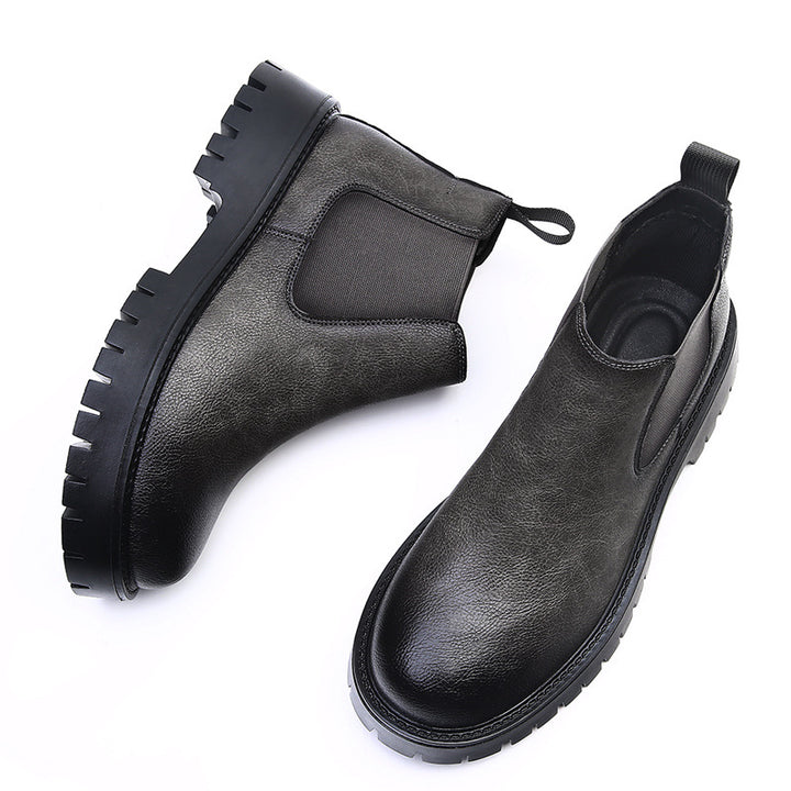 Men's leather boots, lined, slip-resistant, business style