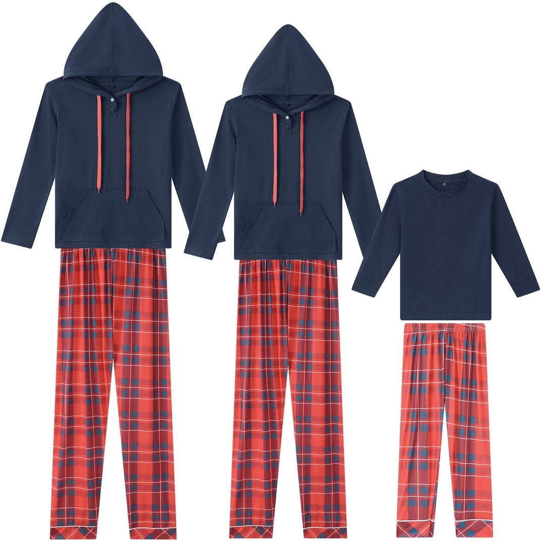 Christmas Pajama Set with Checkered Pattern for Families