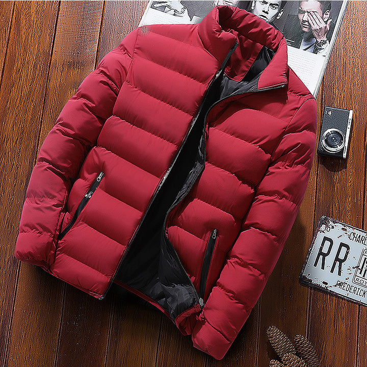 Men's padded jacket, stand-up collar, lined, for sports