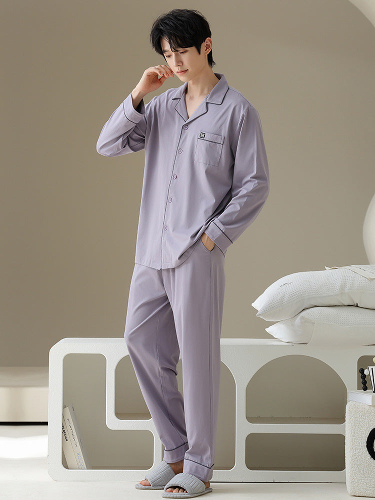 Men's Pajama Set, Cotton, Long Sleeve, Classic