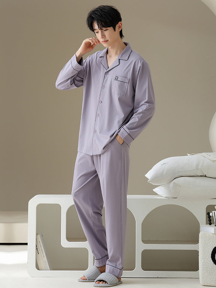 Men's Pajama Set, Cotton, Long Sleeve, Classic
