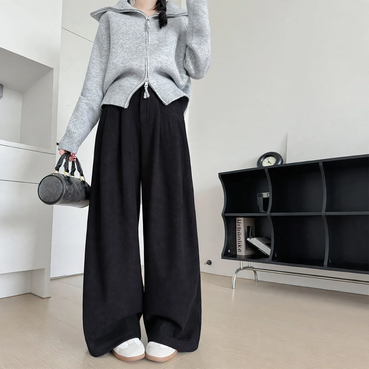 Padded corduroy suit pants with high waist