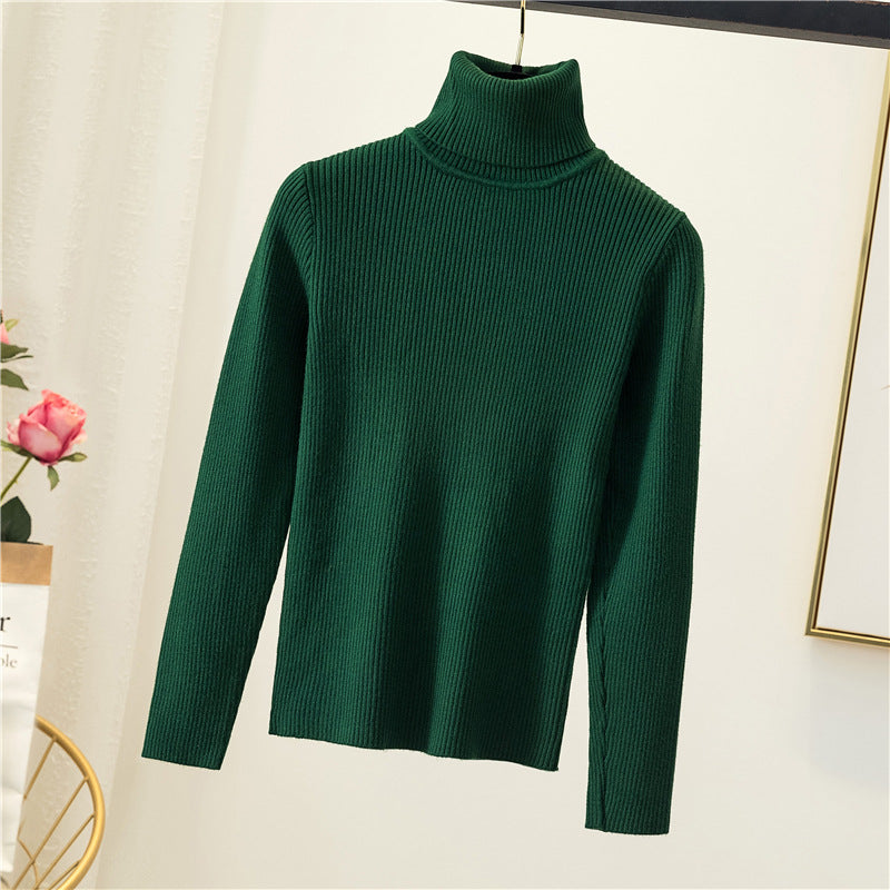 Women's turtleneck sweater, slim fit, solid color