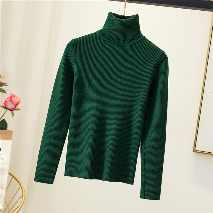 Women's turtleneck sweater, slim fit, solid color
