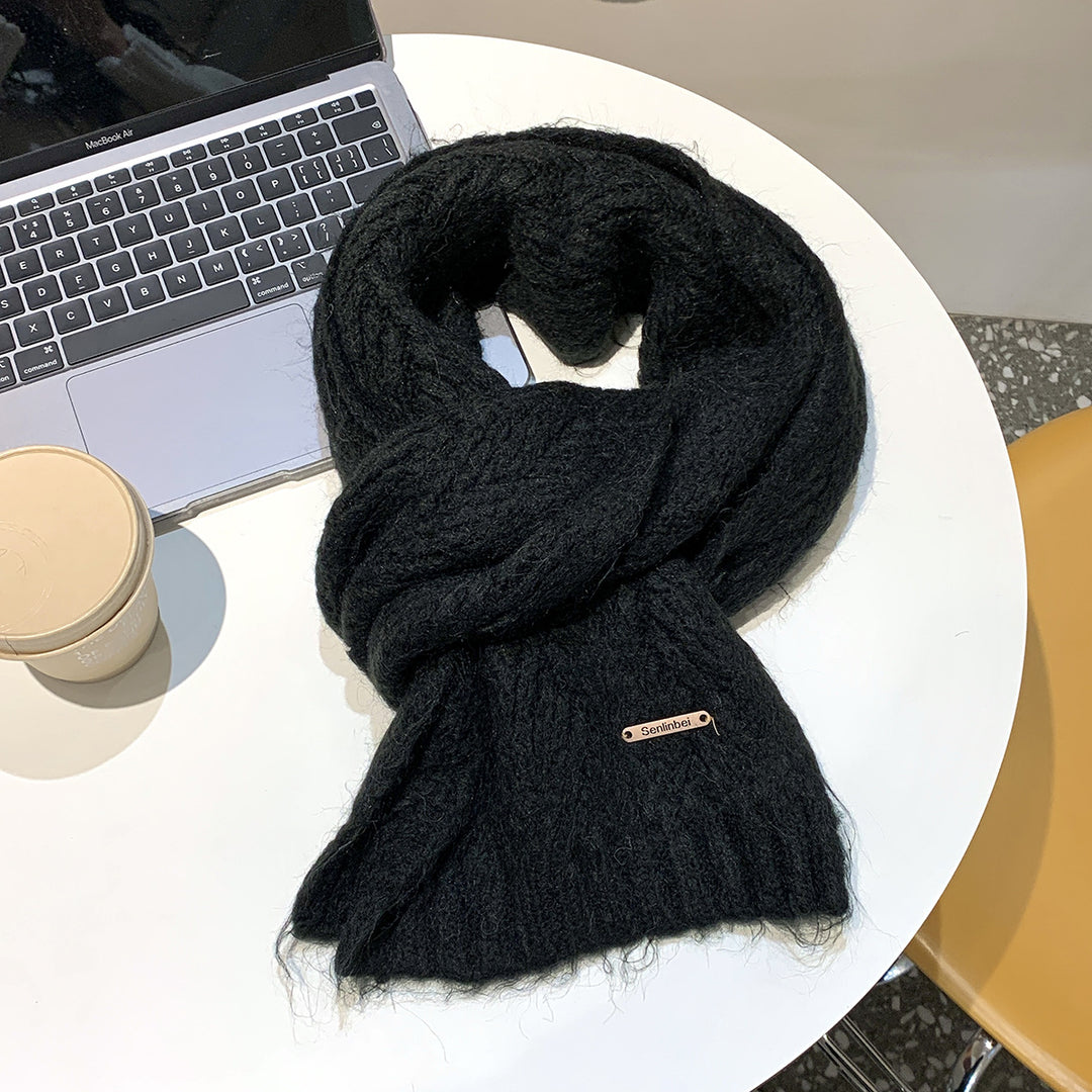 Alpaca wool knitted scarf, warm and soft, 24x165 cm