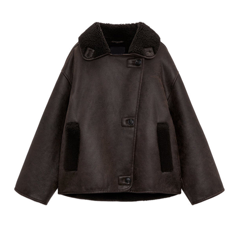 Vintage-Reversible Jacket with Lamb Fleece Look