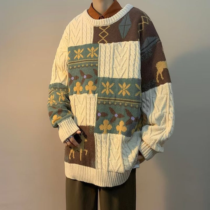 Thick knit sweater in retro style