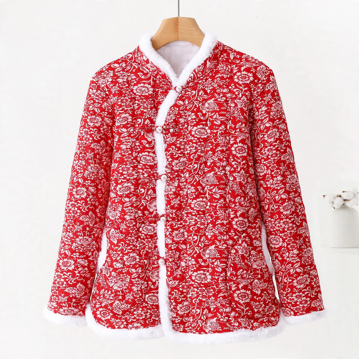 Padded women's quilted jacket in Chinese style with toggle buttons