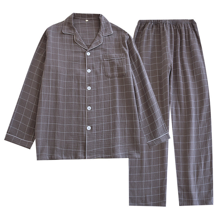 Men's pajamas, cotton, checkered, long sleeve