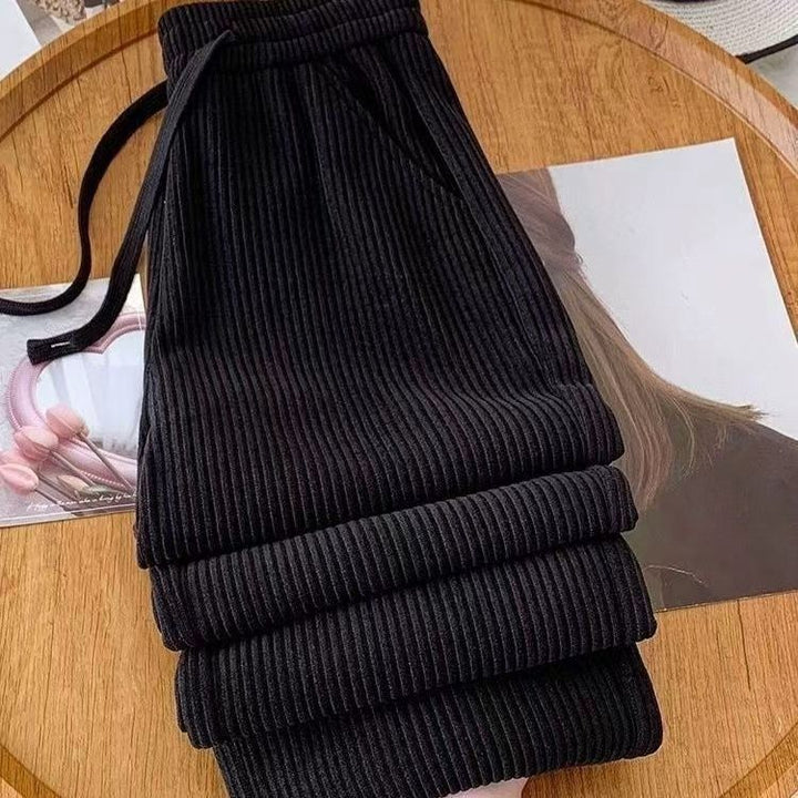 Narrow cord wide pants, lined