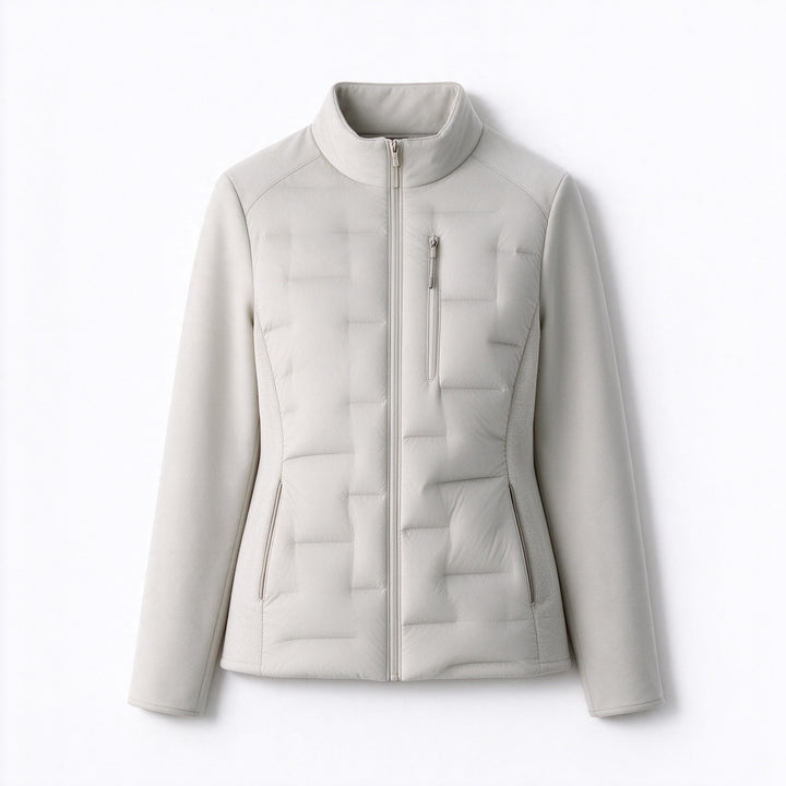 Slim women's down jacket, white duck down, lightweight and warm