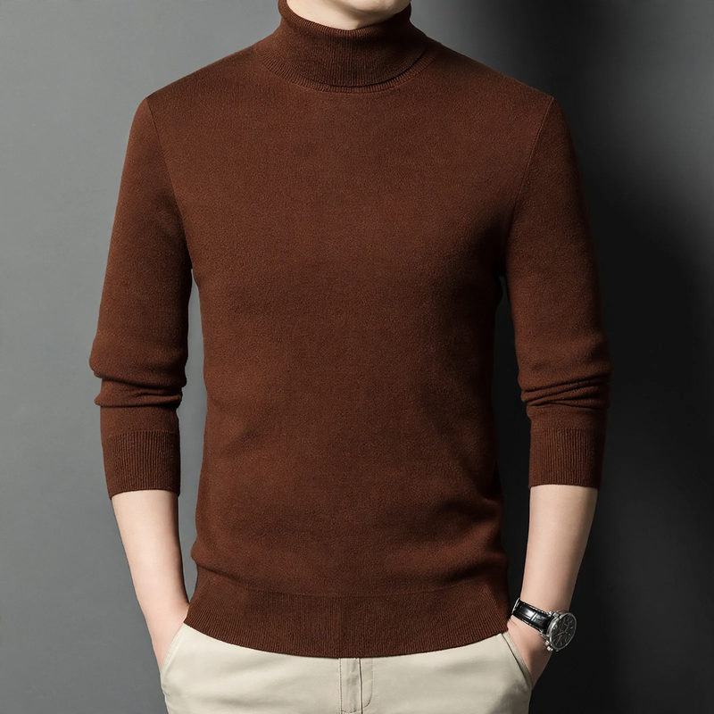 Men's wool sweater, standing collar, warm
