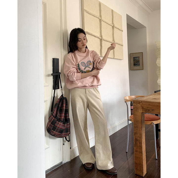 Ladies' corduroy pants with texture, wide cut
