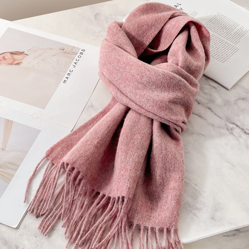 Solid color wool scarf, 188x32 cm