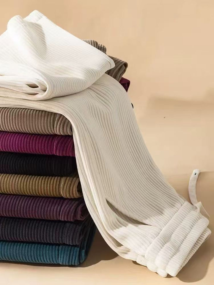 Narrow cord wide pants, lined