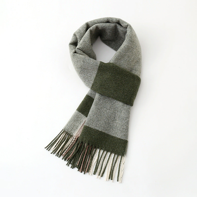 Wool scarf, checked or solid color, 170x32cm