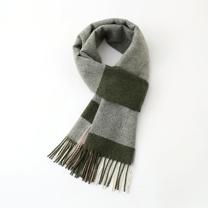 Wool scarf, checked or solid color, 170x32cm