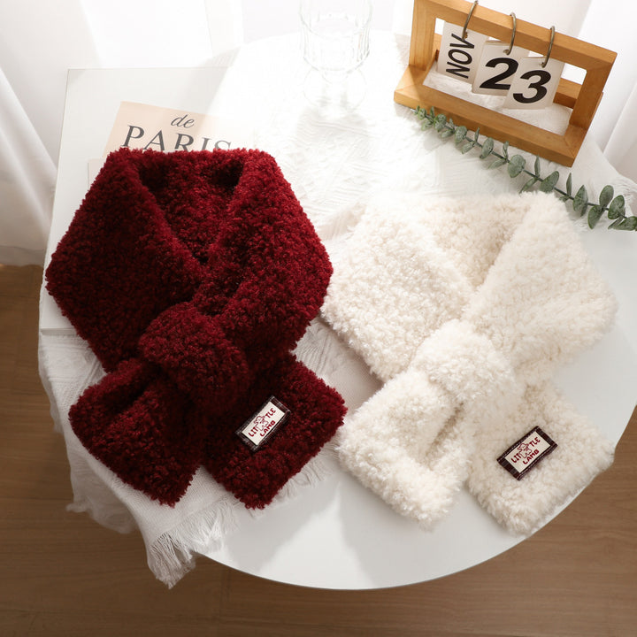 Thick lamb fleece scarf, 85x12 cm