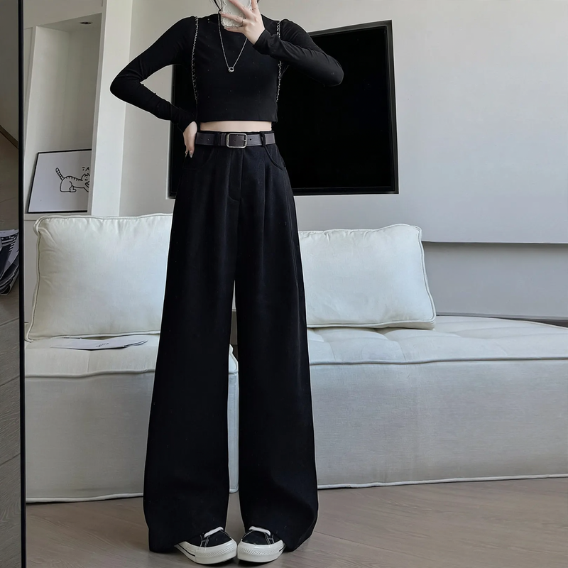 Women’s cord pants with wide leg, high waist