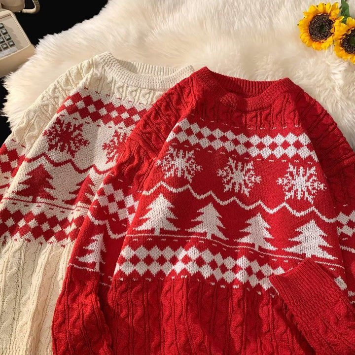 Retro knit sweater in American style