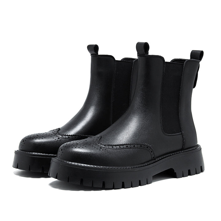 Men's Chelsea Boots, Brogue Design, Rubber Sole