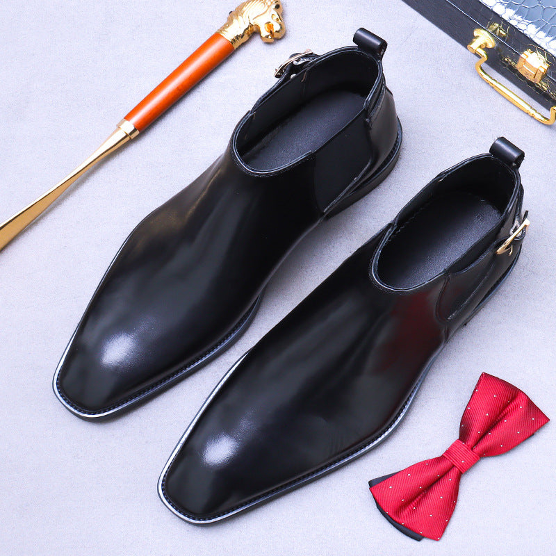 Men's Chelsea boots made of genuine cowhide, business style