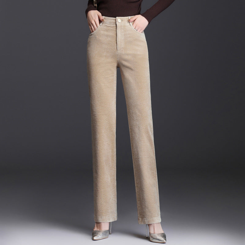 Kord-casual-pants, straight-cut, for women