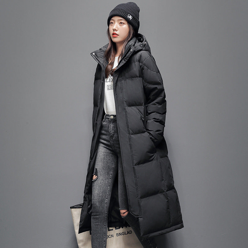 Long down coat for women and men, knee-length