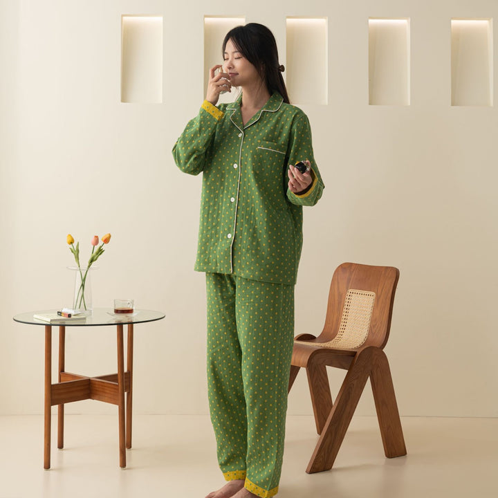 Cotton pajamas, double gauze, long sleeves, unisex