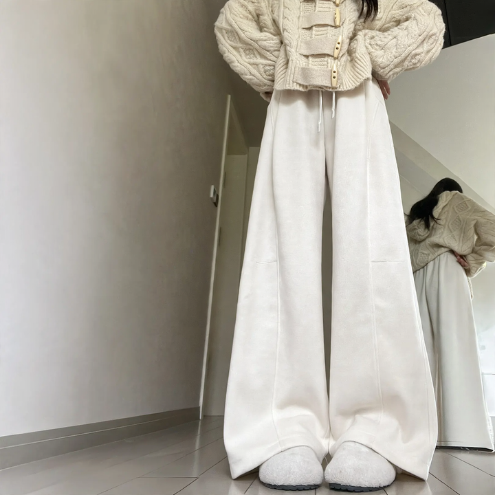 Kord-wide pants for women, high-waisted, lined