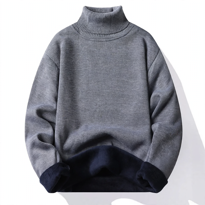 Men's knit sweater with high collar, body-hugging
