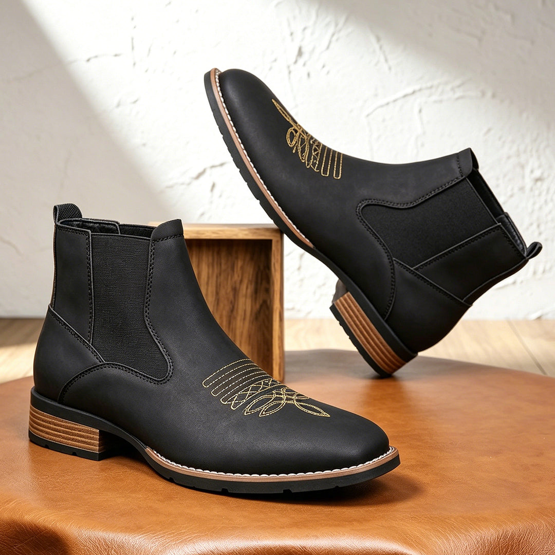 Men's Chelsea Boots, square toe, faux leather, slip-resistant