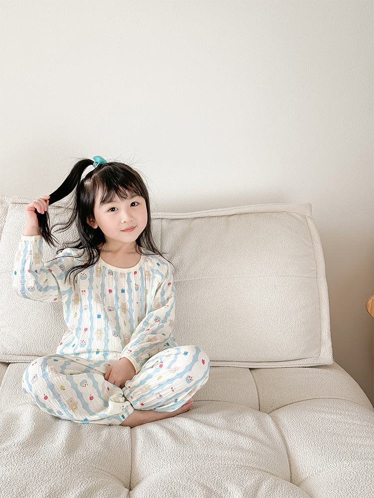 Children's house suit, cotton muslin, long-sleeved
