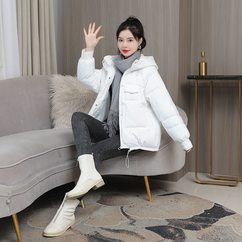Short women's padded jacket with hood, various colors
