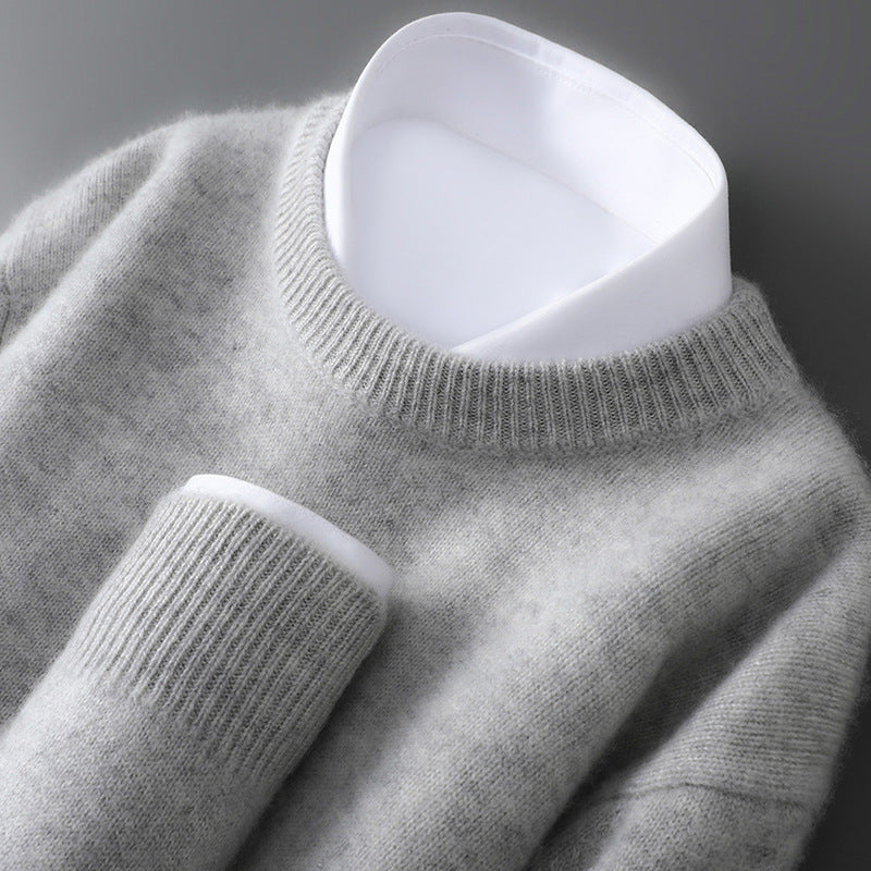 Men's wool sweater, half collar, knitted, loose