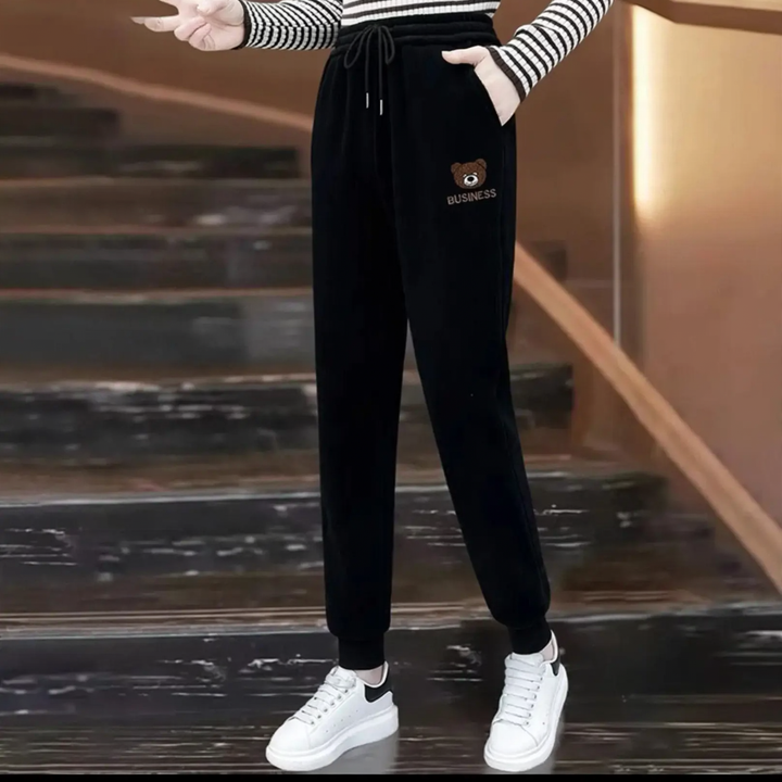 Lined corduroy leisure pants for women
