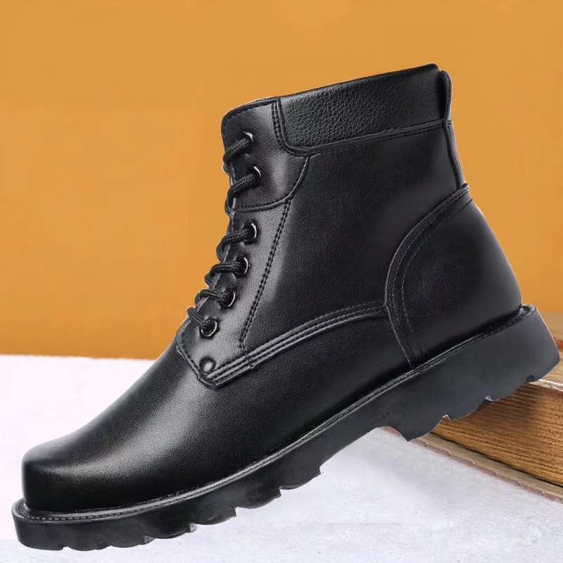 Warm men's winter boots with lamb fur