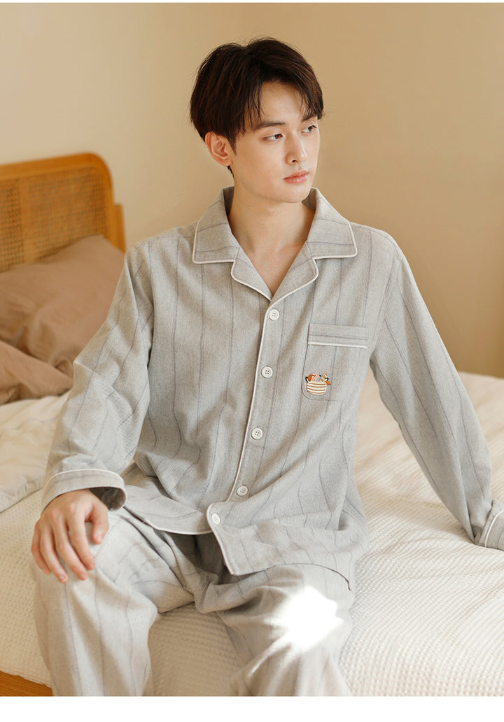 Partner Pajama made of cotton flannel with embroidery