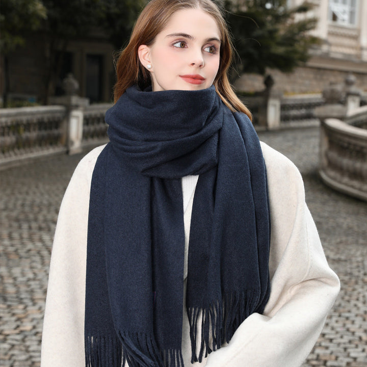 Solid color wool scarf, wearable as a scarf or stole