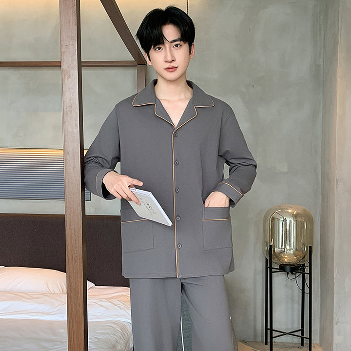 Men's pajama set made of cotton, simple design