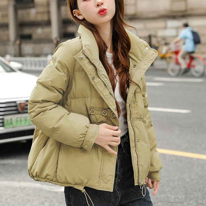 Warm women's down jacket with duck down