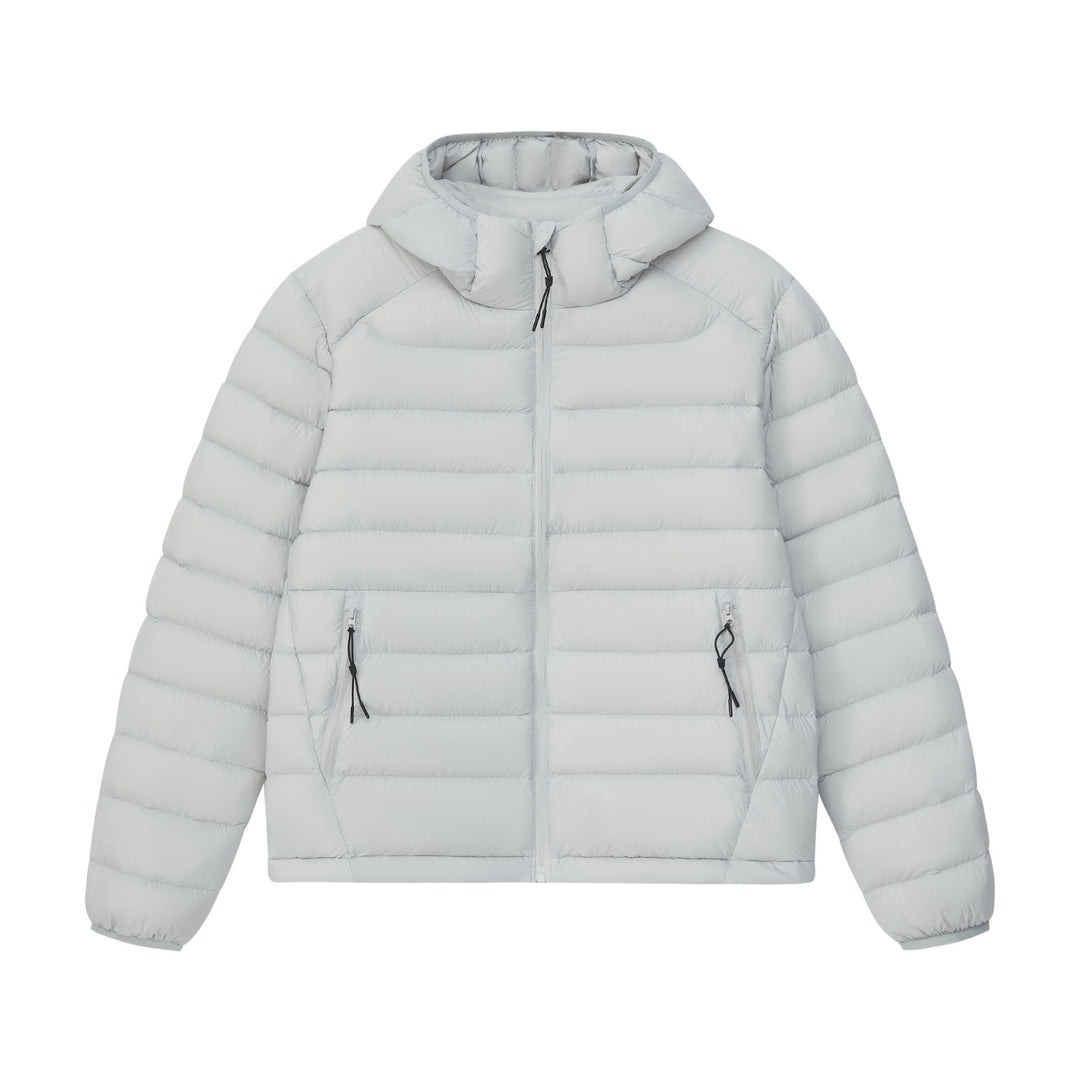 Women's down jacket with hood, quilted, warm