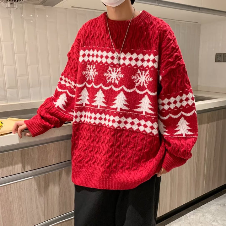 Retro Christmas sweater with diamond pattern for men