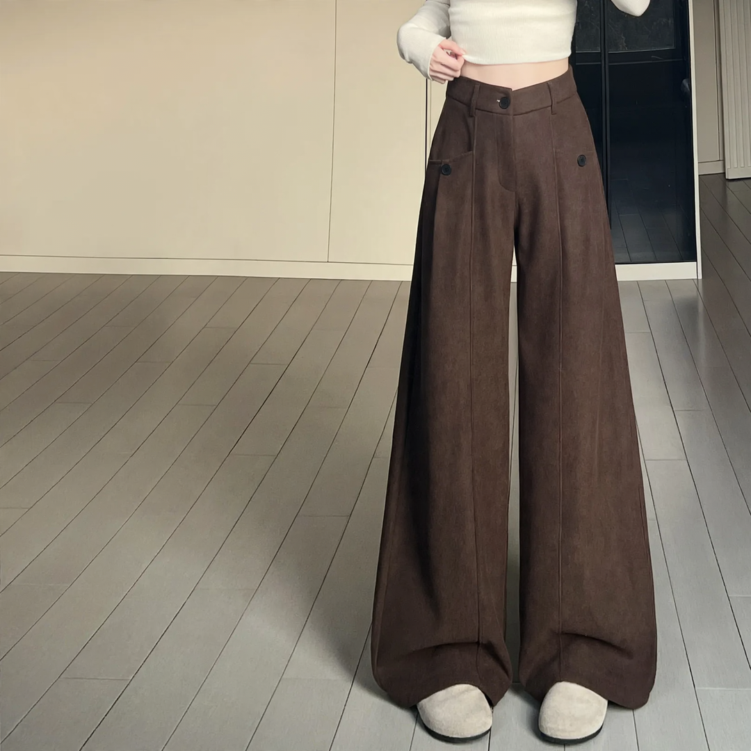 Women’s corduroy suit trousers with high waistband