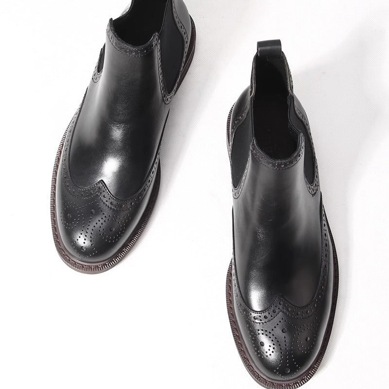 Men's Chelsea boots made of genuine leather with platform