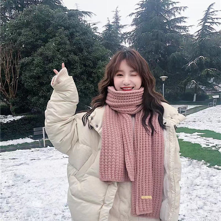 Solid color knitted scarf for women and men