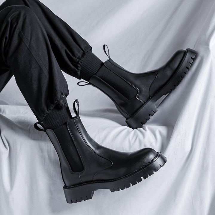 Men's Chelsea boots, ankle-high, with heel