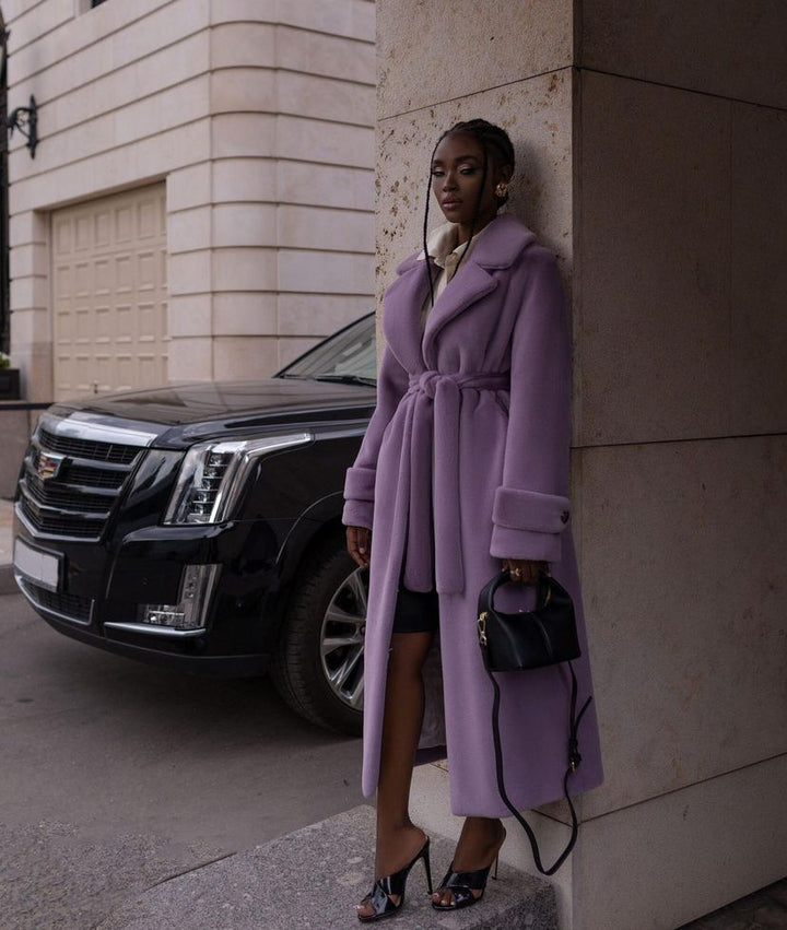 Long faux fur coat, knee-length