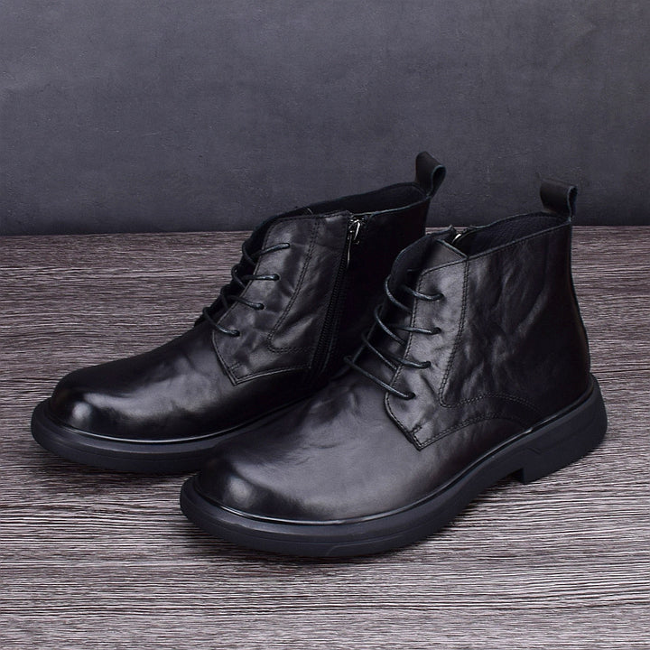 Men's leather boots, insulated, slip-resistant