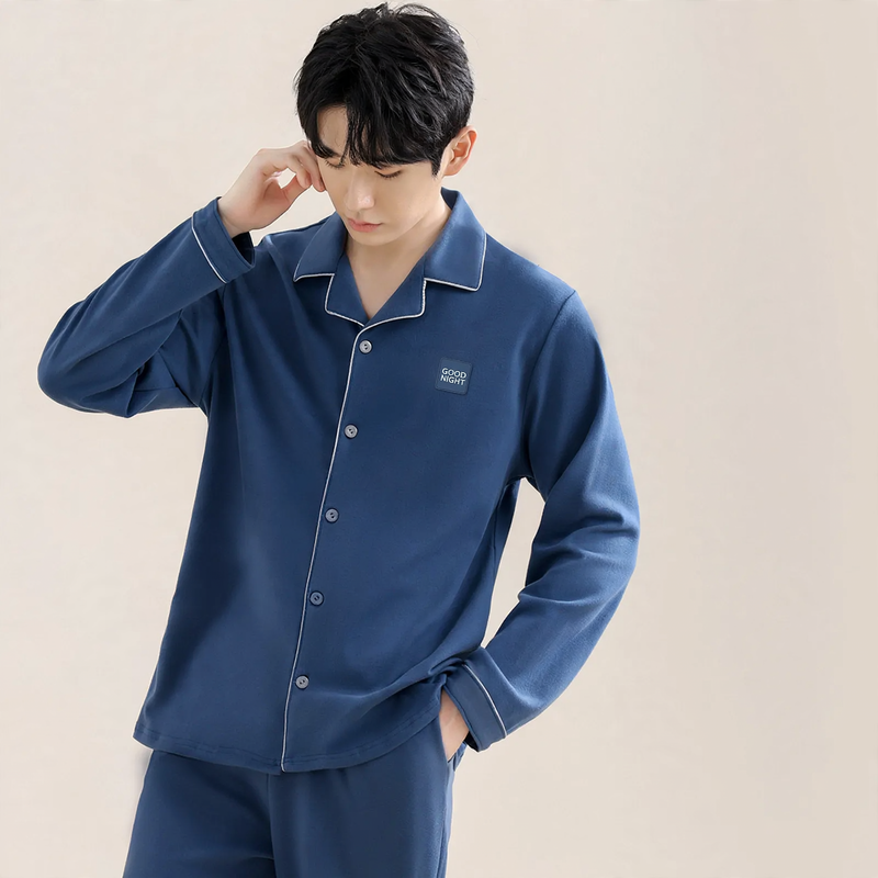 Men's tracksuit, 100% cotton, long-sleeved, breathable